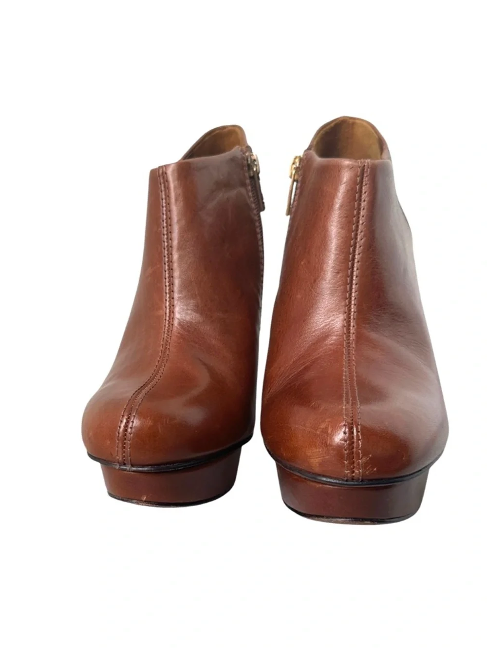 Tory Burch Brown Leather Platform Ankle Boots High Heel Size 8.5M